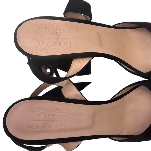 ALEX RIVIERE X MANEBI Bellini Suede Black Platform Sandals Tie-Up Shoes - Picture 7 of 10